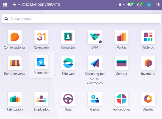 vistazo de la aplicación de verifactu